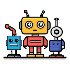 Fototapeta premium Innovative robots showcase colorful character designs digital art vibrant environment creative viewpoint