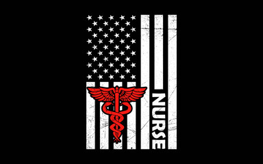 American Flag Nurse Shirt Design - USA Nurses t-shirt quotes svg design