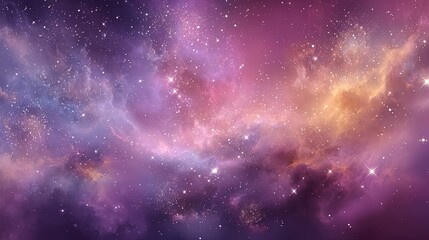 Vast colorful galaxy with stars and nebulae in deep space cosmic background.
