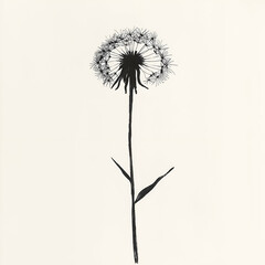 one beautiful dandelion plant isolated drawing