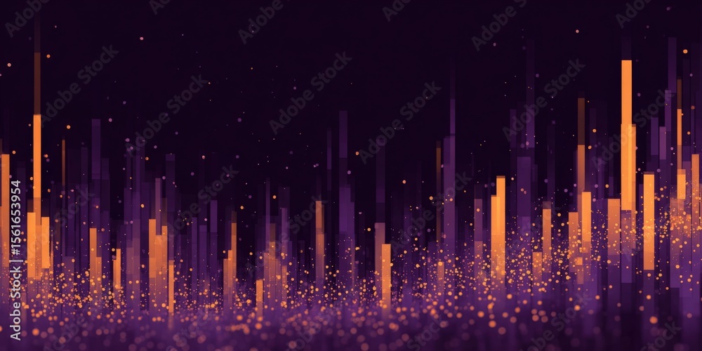 Aufkleber Vibrant Digital Data Visualization with Vertical Bar Graphs and Bright Lights.