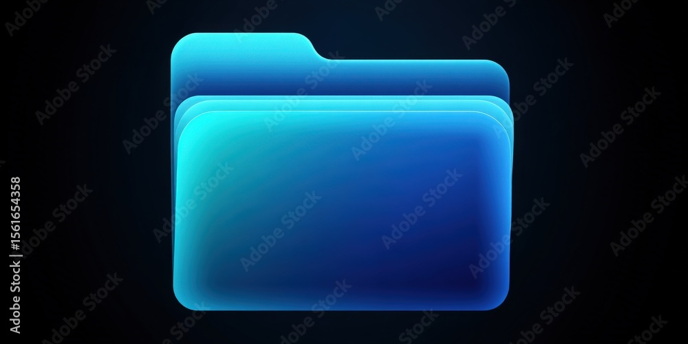 Aufkleber vibrant blue digital folder icon with glowing effect for data storage and organization.