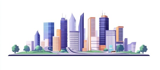 Modern city skyline with highway. (1)