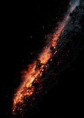 Fiery volcanic fissure erupting against a stark black backdrop, capturing raw geological power