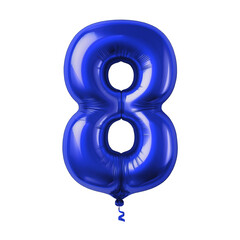 Blue Balloon Number eight 3d