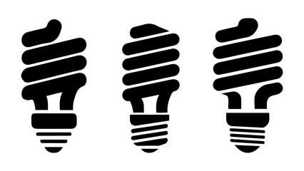 Energy Saving Bulb Icons Set –Energy Saving Bulb Icons Silhouettes Design.
