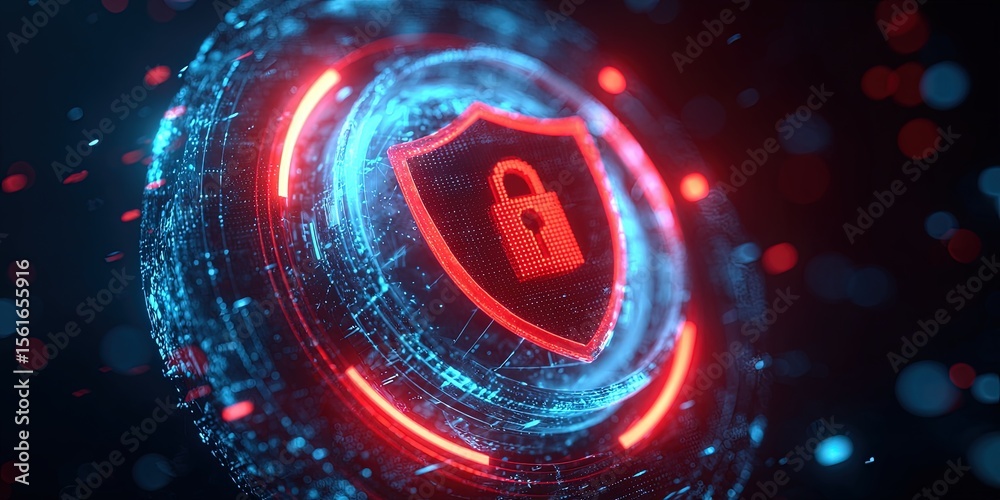 Aufkleber digital lock security icon shield security concept with cyber protection theme.