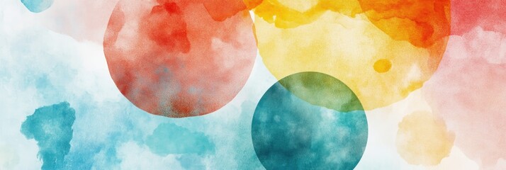 Abstract watercolor circles in various colors