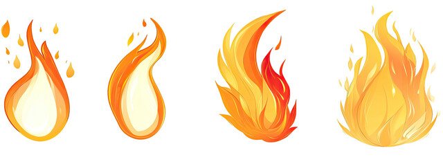 Four stylized fire images