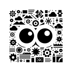 Obraz premium simple silhouette of Big button eyes and blocky shapes