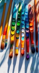 Colorful paintbrushes with color palettes