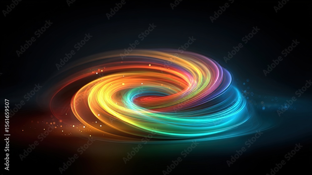 Leinwandbilder Vibrant multicolored abstract swirl with glowing streaks and dynamic motion.