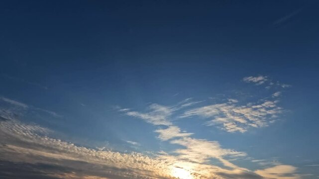 timelapse of the sky of small clouds at sunset after the rain for forecast