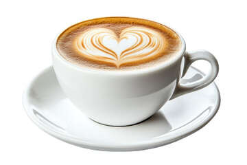 Fototapeta premium White coffee cup with heart latte art