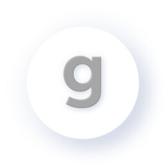 Neumorphism Soft Shadow Alphabet g Letter g Character Typography Capital Text Symbol UI UX School ABC Font Learning Design Drop Shadow on Dark Background Neumorphic