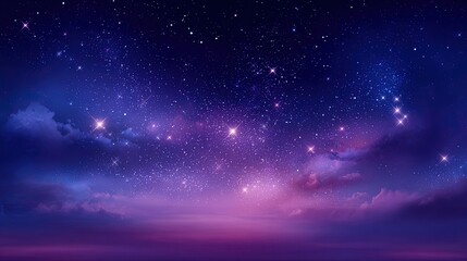 Obraz premium Stunning view of the night sky filled with stars and colorful celestial clouds.