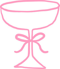 Line Art Margarita Glass With Decorative Bow