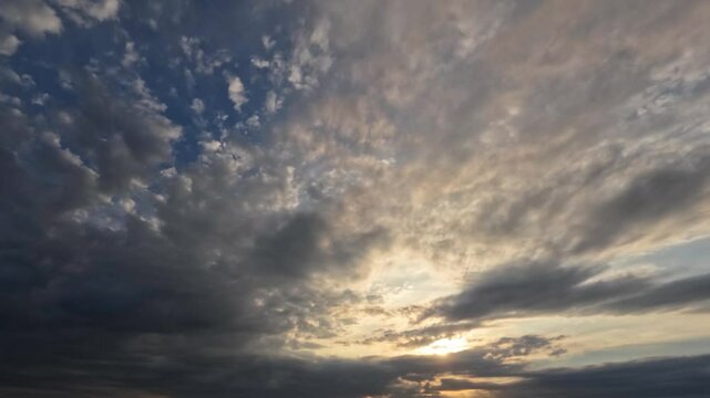 timelapse of the sky of overcast clouds and sun for weather forecast