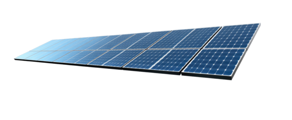 Array of solar panels, angled, dark background