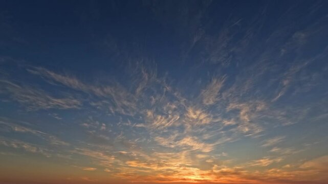 sky timelapse of fluffy clouds at sundown after the rain for forecast