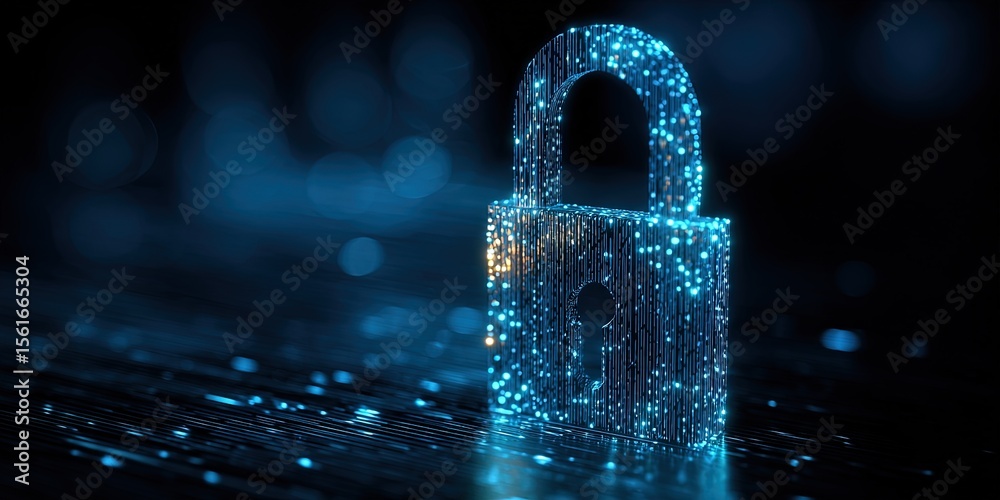 Aufkleber Secure Digital Lock Symbol Made of Glowing Binary Code with Technology Theme.