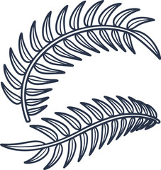 Obraz premium Minimalist palm leaves illustration elegant tropical leaf line art, botanical nature design isolated on white