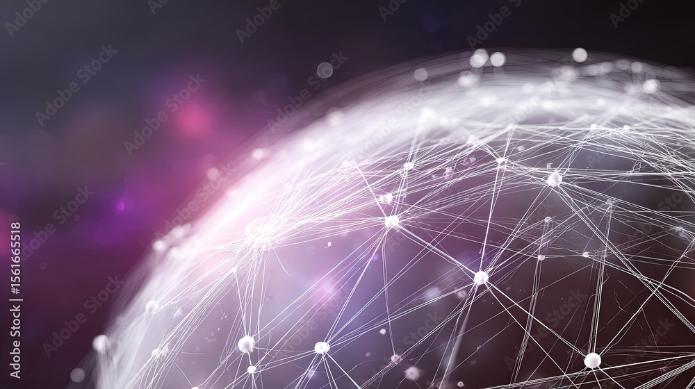 Poster Futuristic digital global network with glowing interconnected points and lines.