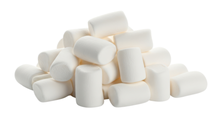Pile of soft marshmallows isolated PNG with Transparent Background