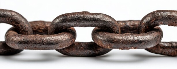 Obraz premium The rusty metal chain displaying strength and unique industrial texture