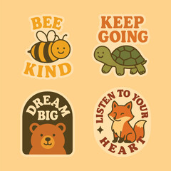 Adorable Animal Stickers with Positive Quotes
