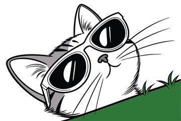 Whimsical cat wearing sunglasses with a cool and playful expression