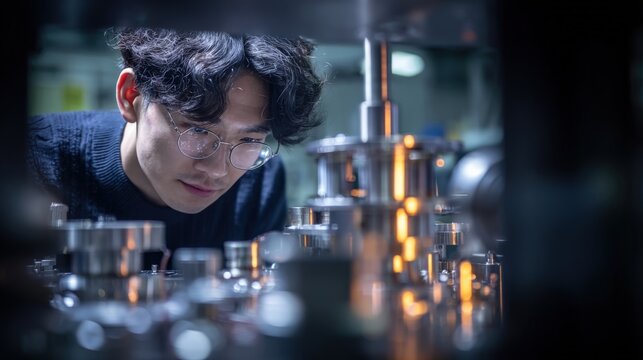 Scientist Researching Microelectronics Semiconductor Chips in Laboratory Environment.