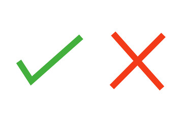 Obraz premium Green tick and Red cross flat design and glossy appearence