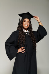 Celebrating academic achievements with joy and confidence in stylish graduation attire