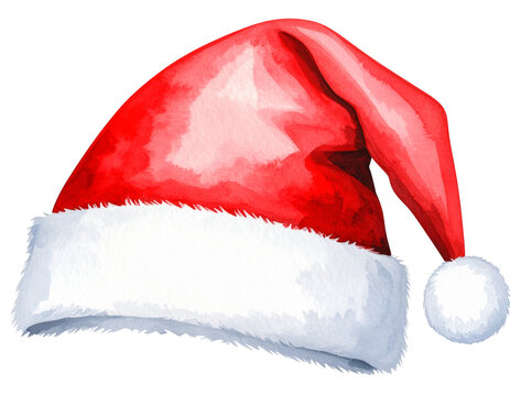 Weihnachtsm&uuml;tze im Aquarell-Stil &ndash; festliche Modeillustration freigestellt als PNG