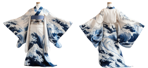 Formal Japanese kimono,  wave print