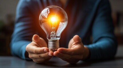 Idea concept with hand drawn light bulb.