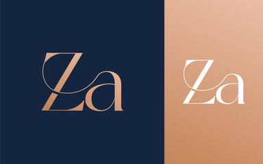 Fototapeta premium Initial letter ZA AZ logo design vector illustration for couple, wedding, and business