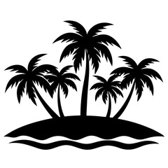 Island with Palm Trees Silhouette