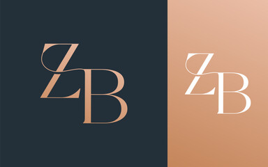 Initial letter ZB BZ logo design vector illustration for couple, wedding, and business