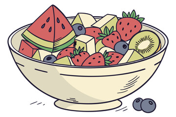 Vibrant mixed fruit salad banner design with fresh berries and tropical fruits