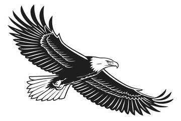 Fototapeta premium Majestic eagle in flight vector illustration with bold lines