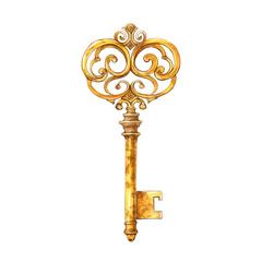 Vintage gold key antique retro
