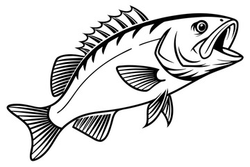 Striking black outline of a fish with vibrant color accents