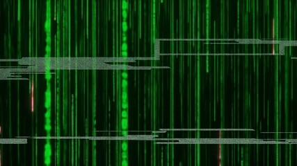 Green Digital Rain with Glitchy Lines and Static Overlay, Abstract Video - Powered by Adobe
