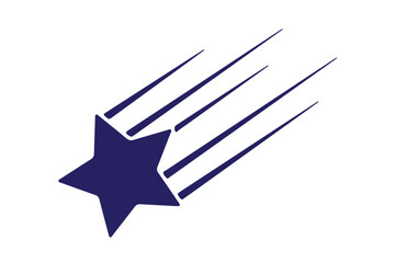 Abstract Falling Star Vector, Shooting Star with Elegant Star Trail on White Background.