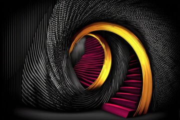 Abstract spiral staircase of dark and vibrant colors
