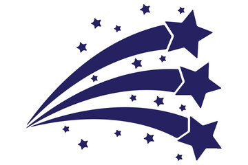 Abstract Falling Star Vector, Shooting Star with Elegant Star Trail on White Background.