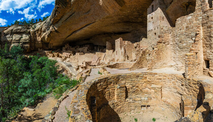 The UNESCO world heritage site The Cliff Palace cliff dwelling in the National Park Mesa Verde in Colorado state of United States.