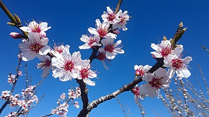 Stunning Almond Blossom Tree Branch with Pink White Flowers Spring Nature